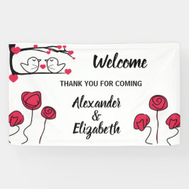 Lona Bienvenida Boda Banner Love bird