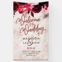 Bienvenida Boda de Mármol de Oro de Borgoña Floral
