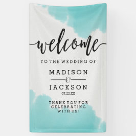 Lona Bienvenida Boda del cepillo acuarela de agua