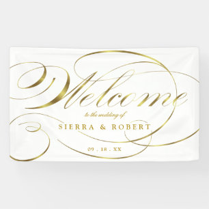 Lona Bienvenida boda Elegante Relieve metalizado Faux G