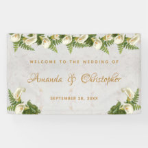 Bienvenida boda Floral White Calla Lilies Marble