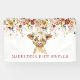 Lona Bienvenida Boho Floral Highland Cow