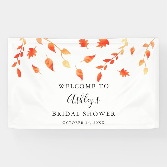 Lona Bienvenida Bridal Shower otoño hojas de follaje ot (Horizontal)