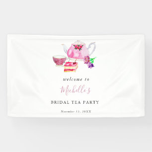 Lona Bienvenida Bridal Shower Tea Fiesta color de agua