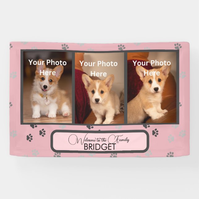 Lona Bienvenida Casa Nueva Cachorra, Ducha De Cachorro (Horizontal)