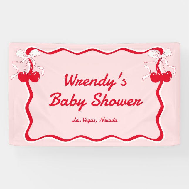 Lona Bienvenida Cherry On Top Baby Shower (Horizontal)