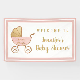 Lona Bienvenida Chica rosa de transporte retro Baby Sho