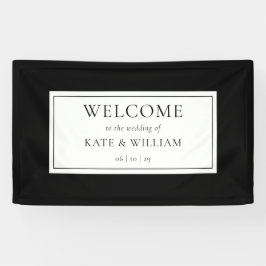 Lona Bienvenida Clásica Moderna De Boda Blanco Y Negro