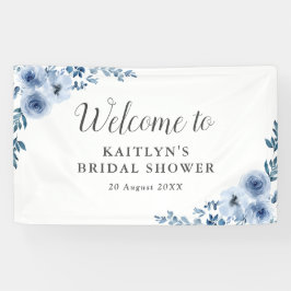 Lona bienvenida con ducha de novia floral azul