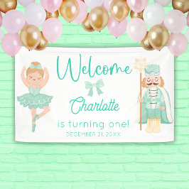 Lona Bienvenida Cumpleaños Bailarina Cascanueces Menta