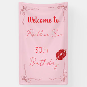 Lona Bienvenida Cumpleaños con Lazo Rosa Sassy Script M