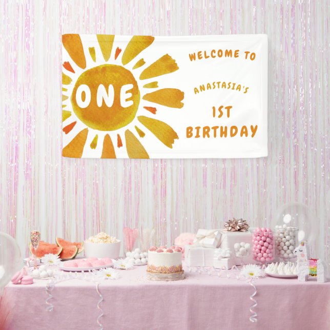 Lona bienvenida cumpleaños sol  (Fiesta)