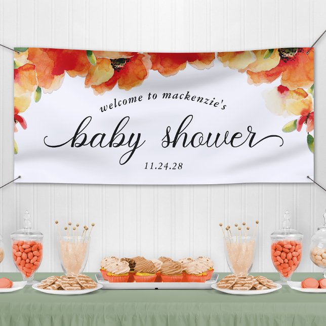 Lona Bienvenida de Baby Shower de Golden Poppy (Golden Poppy Baby Shower Welcome Banner)
