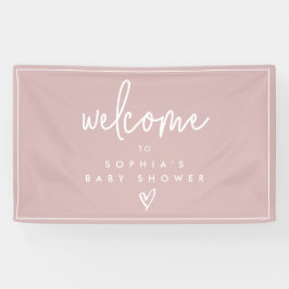 Lona Bienvenida de Baby Shower del Dusty Pink Minimalis