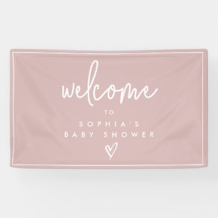 Lona Bienvenida de Baby Shower del Dusty Pink Minimalis