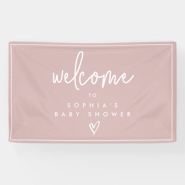 Lona Bienvenida de Baby Shower del Dusty Pink Minimalis (Horizontal)