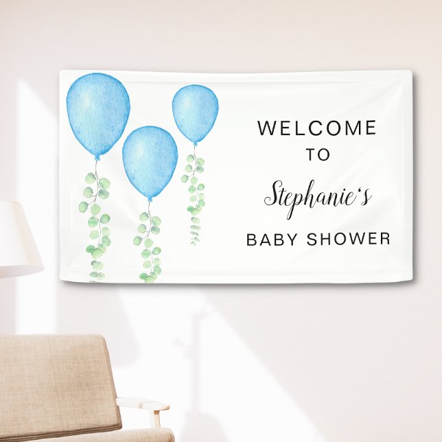 Lona Bienvenida de Baby Shower en globo azul (Subido por el creador)