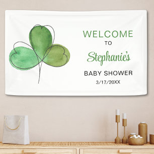 Lona Bienvenida de Baby Shower Lucky Little Shamrock