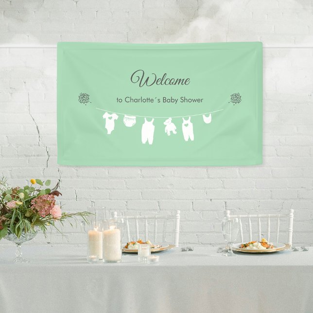 Lona Bienvenida de Baby Shower Minimalista Mint Green (Mint Green Minimalist Baby Shower Welcome Banner ©Susanne Sachers - Sunny Mind Design 🌞)