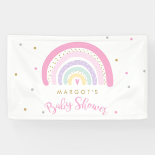 Lona Bienvenida de Baby Shower Pastel Rainbow
