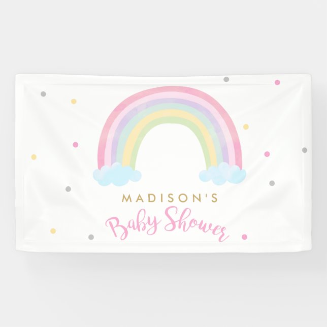 Lona Bienvenida de Baby Shower Pastel Rainbow (Horizontal)