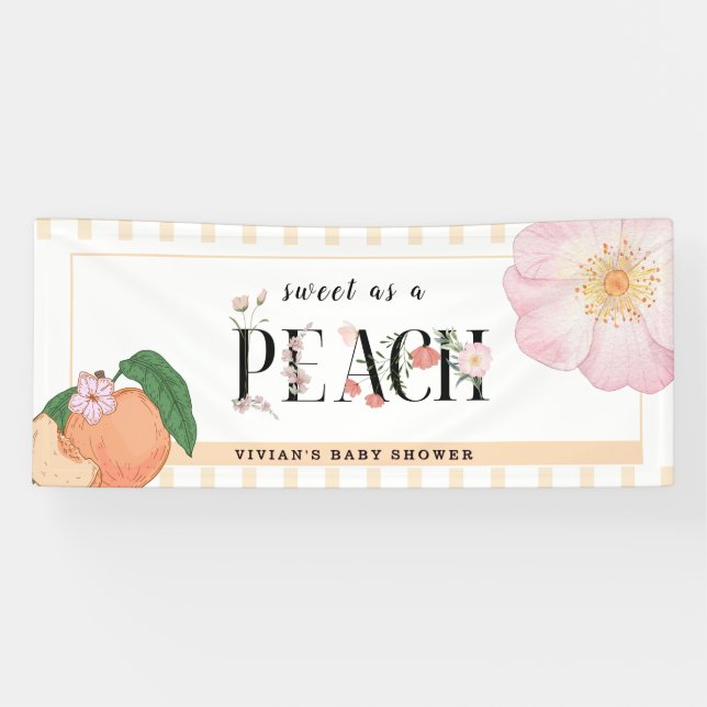 Lona Bienvenida de Baby Shower Sweet Little Peach (Horizontal)