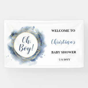 Lona Bienvenida de Blue Gold Baby Shower