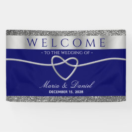 Lona Bienvenida de Boda Azul Real