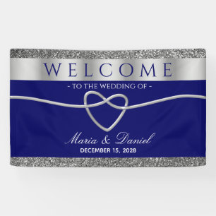 Lona Bienvenida de Boda Azul Real