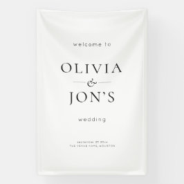Lona Bienvenida de boda contemporánea en blanco y negro