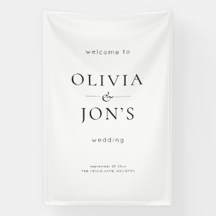 Lona Bienvenida de boda contemporánea en blanco y negro