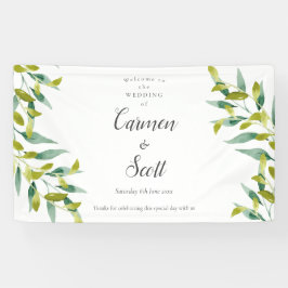 Lona Bienvenida de boda de jardín de campo de eucalipto