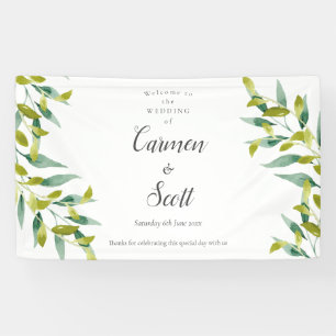 Lona Bienvenida de boda de jardín de campo de eucalipto