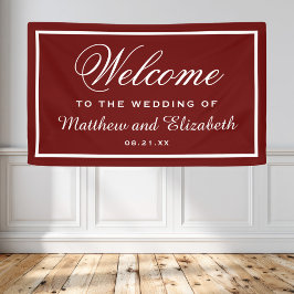 Lona Bienvenida de Boda Personalizada Roja y Blanca