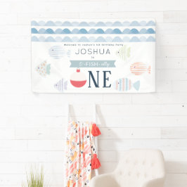 Lona Bienvenida de cumpleaños 1 niño pescador aliado