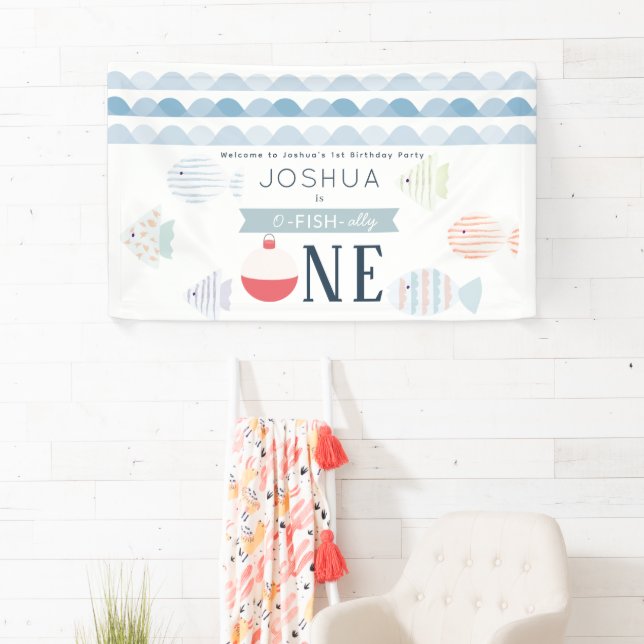 Lona Bienvenida de cumpleaños 1 niño pescador aliado (In situ)