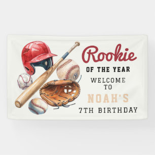 Lona Bienvenida de cumpleaños con equipo de béisbol vin