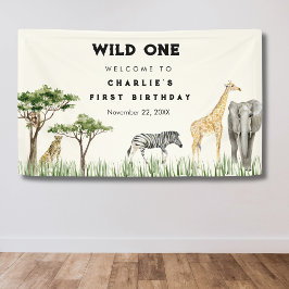 Lona Bienvenida de cumpleaños de animal salvaje safari
