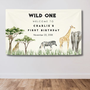 Lona Bienvenida de cumpleaños de animal salvaje safari