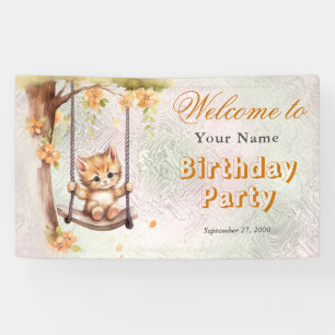 Lona Bienvenida de cumpleaños de Kitten Swing