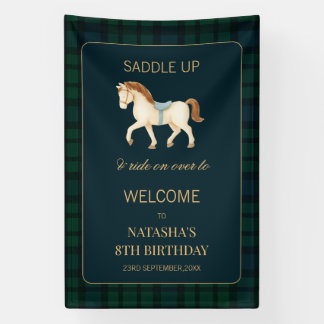 Lona Bienvenida de cumpleaños del caballo elegante mont