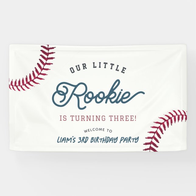 Lona Bienvenida de cumpleaños del niño pequeño rookie d (Horizontal)