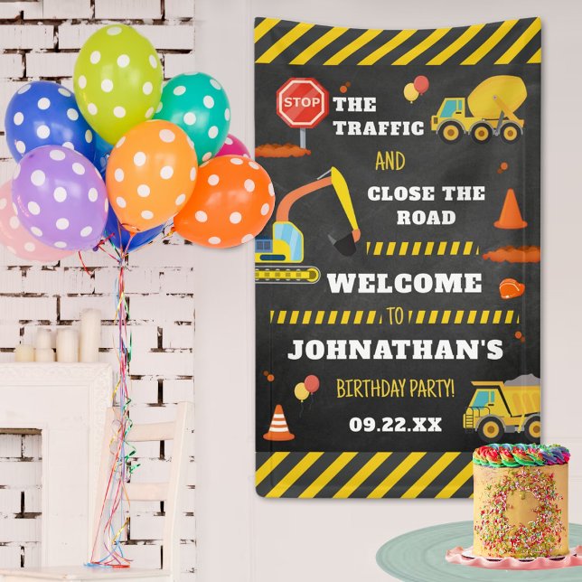 Lona Bienvenida de fiesta de cumpleaños de construcción (Subido por el creador)