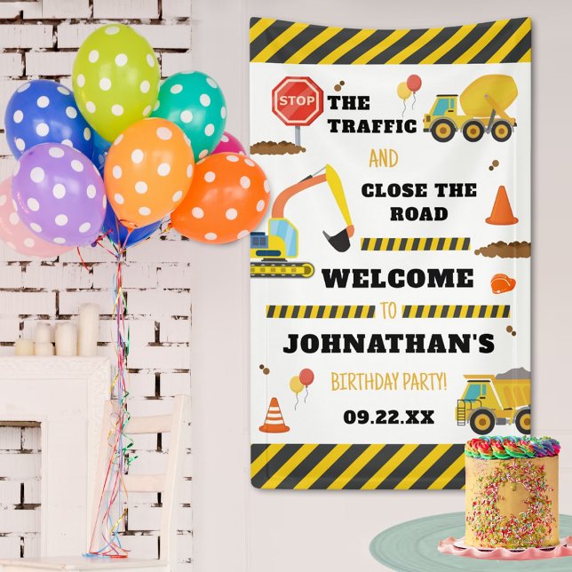Lona Bienvenida de fiesta de cumpleaños de construcción (Subido por el creador)