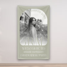 Bienvenida de graduación con foto de arco gris de 