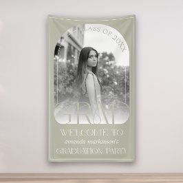 Lona Bienvenida de graduación con foto de arco gris de 