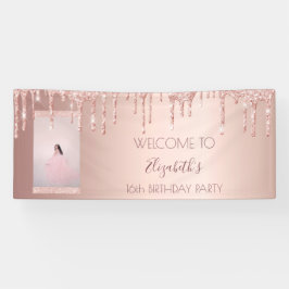 Lona Bienvenida de oro a la foto del rosa de la fiesta 