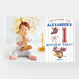 Lona Bienvenida de primer cumpleaños de Big One Basebal