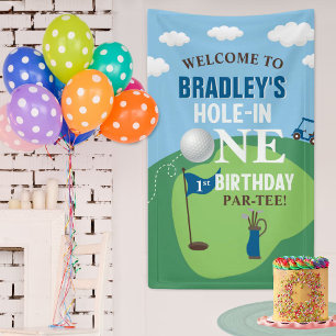 Lona Bienvenida De Primer Cumpleaños De Hole In One Gol