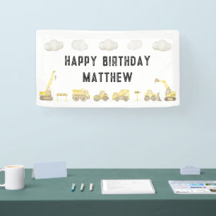 Lona Bienvenida de primer cumpleaños de la construcción